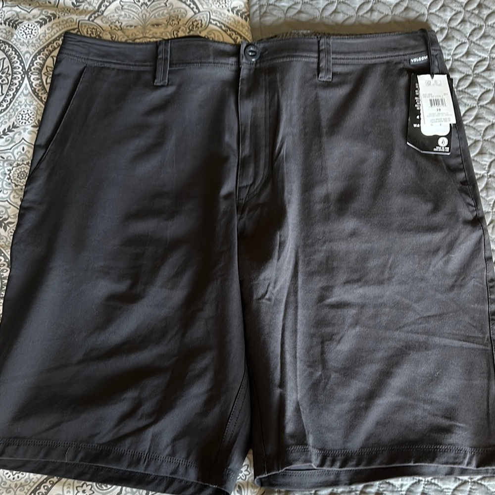 Volcom Black Flat Front Shorts Casual Style